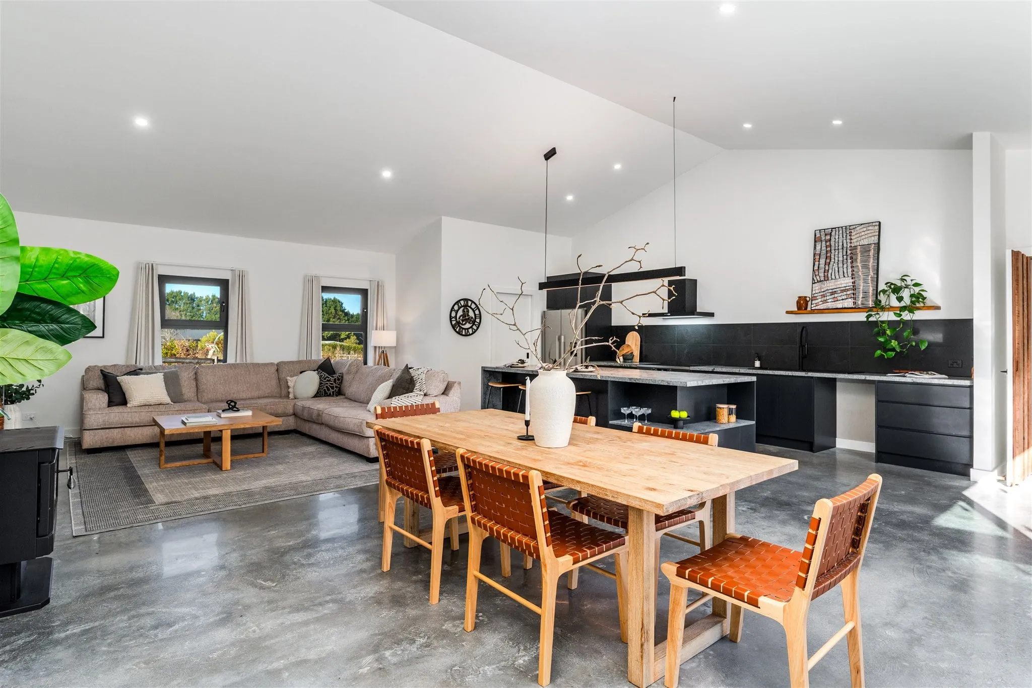 Open-plan living and dining area in the finished Wingello home